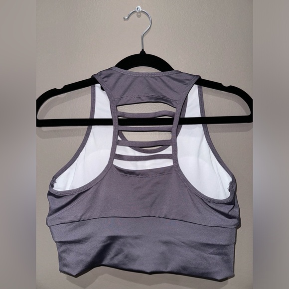 NEW* MEDIUM MAUVE PURPLE CUT-OUT RACER BACK SPORTS BRA - Picture 3 of 4